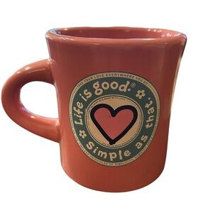 Life Is Good Pink/Coral Mug with Heart Design
